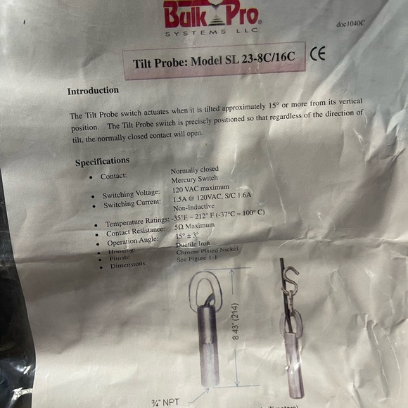 Bulk Pro Tilt Switch Probe SL 23-8C/16C new - Picture 5 of 8